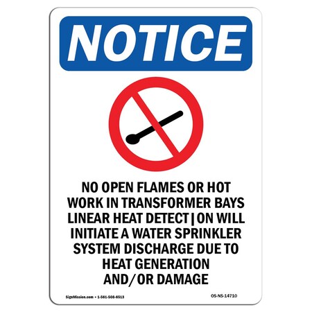 Signmission OSHA Notice Sign, No Open Flames Or With Symbol, 24in X 18in Aluminum, 18" W, 24" H, Portrait OS-NS-A-1824-V-14710
